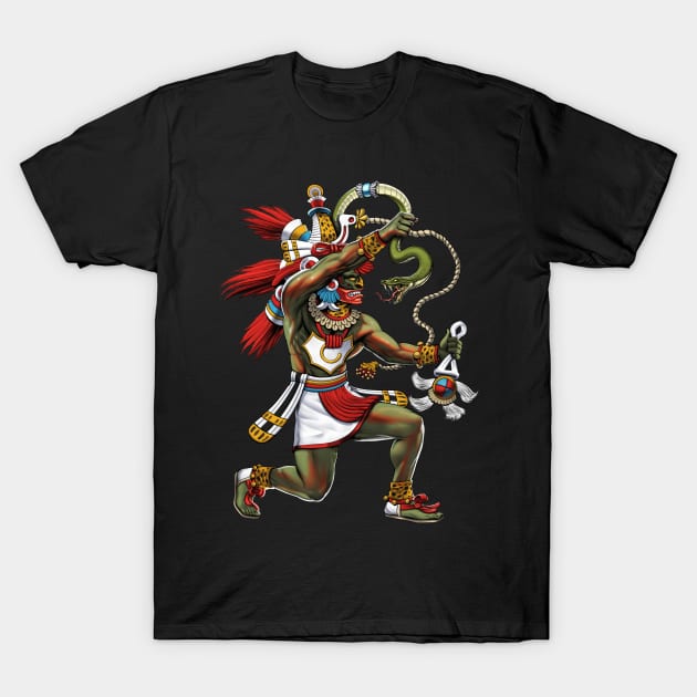 Aztec Serpent God Quetzalcoatl T-Shirt by underheaven